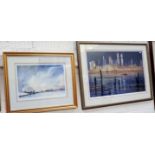 Alan Chapman, Cheshire landscape artists signed print, framed and glazed a print of New York