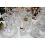 A selection of cut crystal decanters