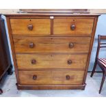 A Victorian large mahogany chest of 3 long and 2 short drawers