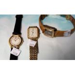 A Raymond Weil wristwatch with gold plated case, quartz movement; a Marvin Revue wristwatch with