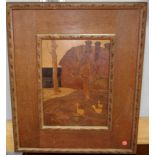 ROWLEY GALLERY - marquetry panel by William Arthur Chase, framed with label en verso, framed, 17"