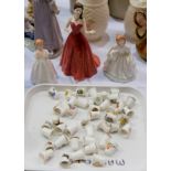 A Royal Doulton bone china figure: My Love; 2 others; a collection of thimbles