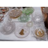 A selection of Victorian and later pressed glass dishes etc, some commemorative examples included