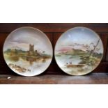 A pair of ceramic plaques depicting Kilarney scenes by John Capey