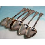 A set of 4 Old English pattern tablespoons, monogrammed, London 1822; 2 similar spoons, London 1822,