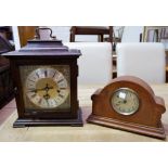 A mid-20th century mahogany Georgian style bracket clock with chiming movement; an Edwardian