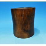 A Chinese turned wood brush pot height 5"