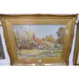 James William Milliken: watercolour, Anne Hathaway's Cottage, signed, 16" x 22", glazed and gilt