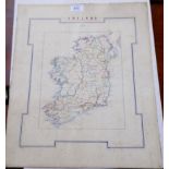 A 19th century manuscript map of Ireland in pen with colour outlines, signed Nathaniel Lees Fysh,