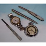A gent's Tissot 1853 PR50 stainless steel wristwatch; a Parker stainless steel ballpoint pen; a