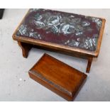 a beadwork stool; an oriental wood box