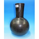 A 19th century spherical Chinese bronze vase, with long wide neck 12.5"