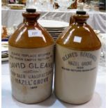 Gleave's Beverages, Herb Beer Manufacturer, 2 stoneware flagons, 11"