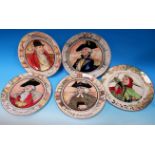 A set of 5 Royal Doulton Series plates: The Mayor, The Parson, The Hunting Man, The Admiral and