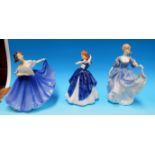Three Royal Doulton figures: Elaine, 2791; Elizabeth, HN 2465, & Laura, HN 3136