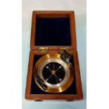 A brass cased sighting compass, 2" dial, mahogany box, c 1920