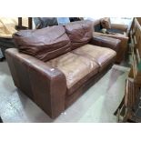 A Halo Furniture brown leather 2 seater settee, 67"