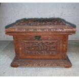 A small Chinese carved wood box