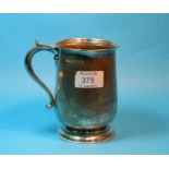 A silver baluster 1 pint mug on circular foot, monogrammed, Birmingham 1946, 11.5 oz