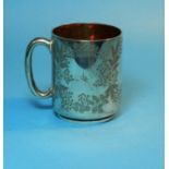 A half pint mug with chased foliage, London 1883, 4.5 oz