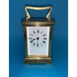 An early 20th century brass cased carriage clock with French 8 day timepiece movement, 5"