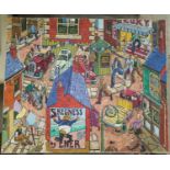 Joe Scarborough (Sheffield artist b. 1938): Street Scene with figures, oil on canvas, signed to