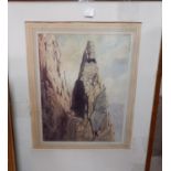 Walter Hague: "Pillar Rock", watercolour, 11" x 8"; Cynicus: "A Lawsuit", watercolour, signed;