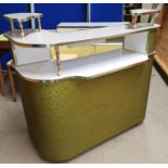 A c.1950's / 60's bar unit with vinyl and gilt front, with fitted lighting
