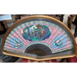 A 19th century Chinese Canton fan hand painted with traditional scenes and flowers in gilt and