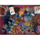 A selection of brooches; earrings and costume jewellery