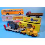 Three originally boxed Dinky Supertoys diecast vehicles: 949 Wayne School Bus with windows and