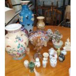A Japanese vase and a selection of Chinese and oriental pottery.