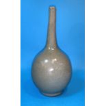 A Chinese crackle glaze bottle vase in grey 10"