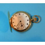 An 18 carat hallmarked gold gent's keyless hunter pocket watch by Thos Russell & Son, Liverpool (