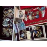 A selection of costume jewellery; 2 jewellery boxes