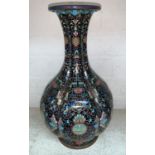 A large Chinese cloisonnee lobed vase, height 15" (some denting)