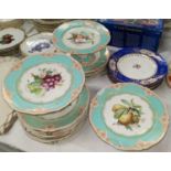 A late 19th century French porcelain dessert service of 15 pieces; 6 English china cabinet plates