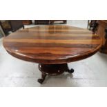 An early 19th rosewood supper table with circular tilt top, on fluted baluster column, circular