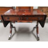 A 19th century rosewood sofa table, the 2 frieze drawers with brass knob handles, on end supports,