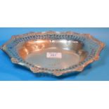 An oval dish with scroll and shell border, and pierced decoration, Sheffield 1911, length 10.5",