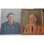 K R Lee: Oil on canvas, head and shoulders portrait of a veteran member of the Royal Observer Corps,