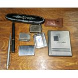 A hallmarked silver Vesta case and other collectables