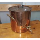 A 19th century large cylindrical copper boiler