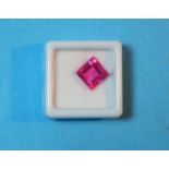 A loose square cut natural pink sapphire, 6.57 carats, with GGL certificate (enhanced)