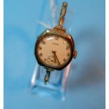 A ladies Hirco 9 carat hallmarked gold wristwatch on expanding strap, stamped '375', 18 gm gross