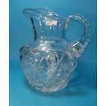 A large 19th century cut glass water jug, 8.5"