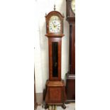 An 18th century style mid 20th century made dwarf walnut longcase clock, Dutch style with ebonised