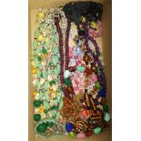 A selection of necklaces: coloured bead, crystal; diamante; etc.