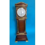 A 19th century oak miniature longcase clock with reeded brass moulding, Corinthian columns and