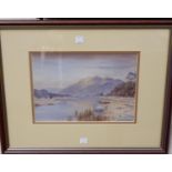 Albert Rosser: "Derwent Water & Skiddaw", watercolour, signed, 7" x 10", framed and glazed